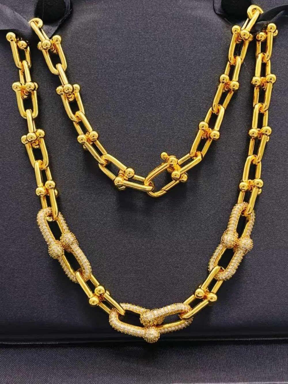 Tiffany & Co. Gold-Detailed Diamond Gradual-Shaped Hoop Necklace - Picture 2 of 5